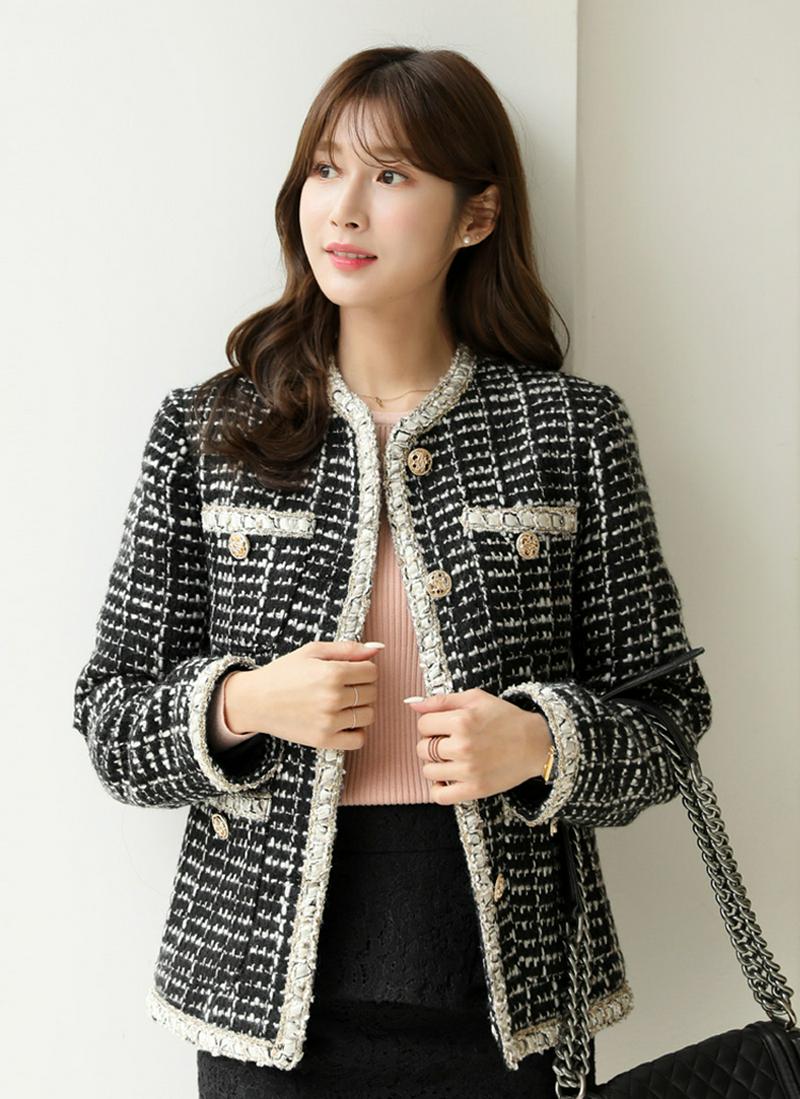 ツイードノーカラージャケット