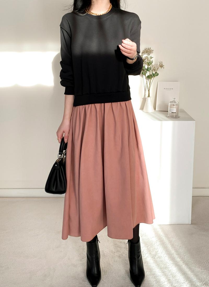 裏起毛フレアスウェットワンピース