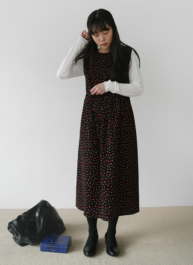 花柄サイドストラップワンピース