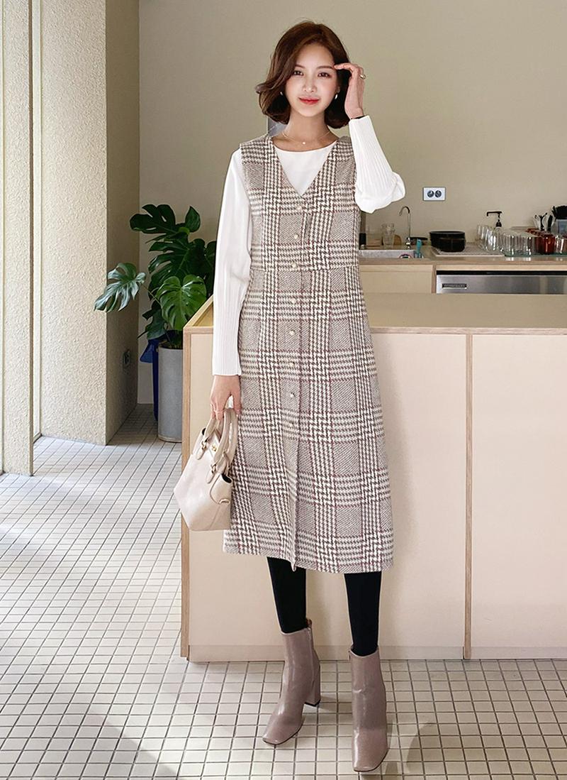 パールチェックワンピース・全3色