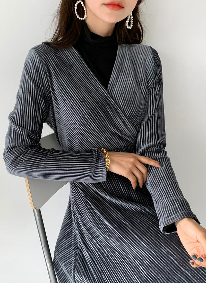 ベロアリブワンピース・全2色