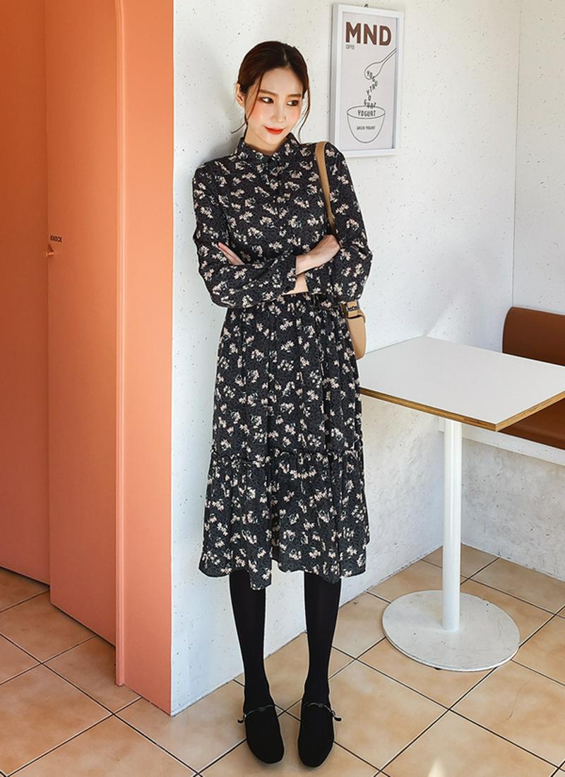 ストラップSET花柄カラーワンピース