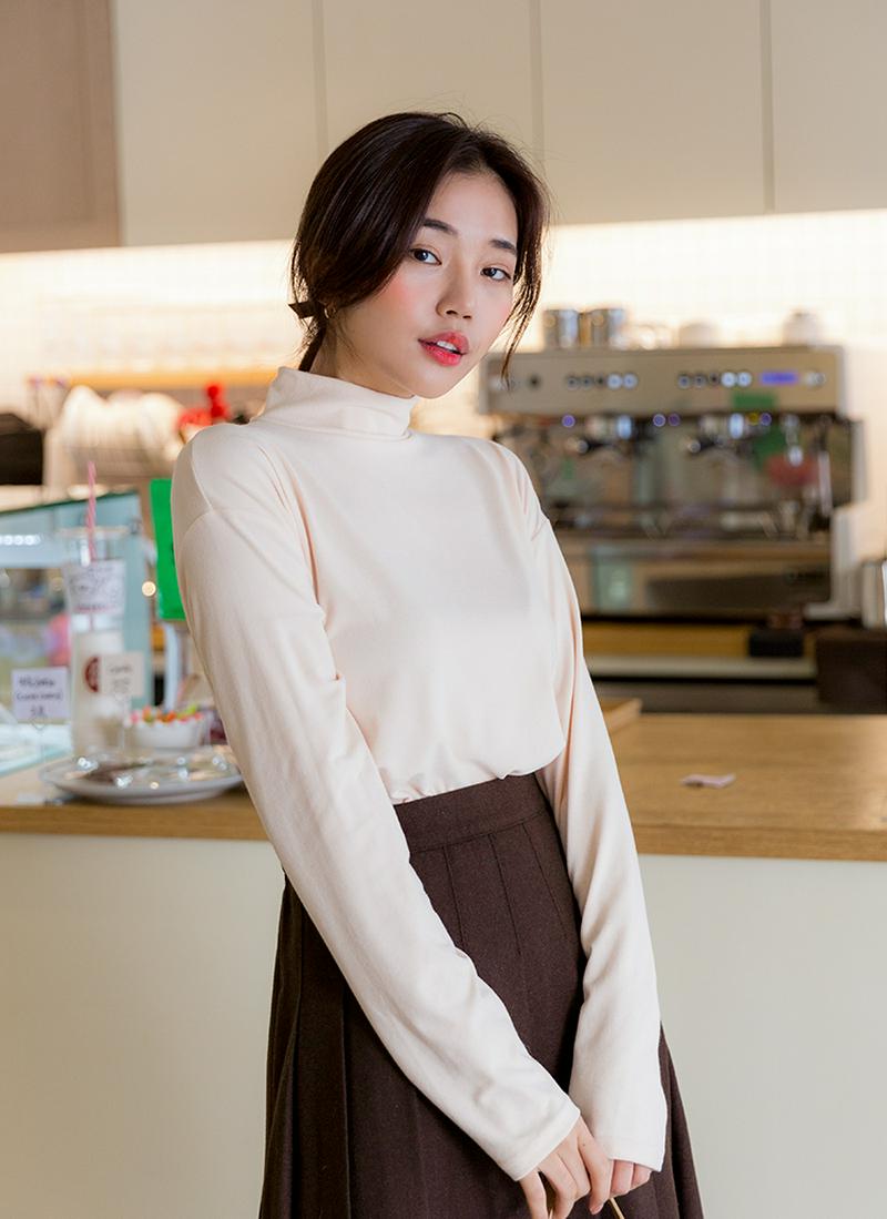 6COLORSハーフネック起毛Tシャツ