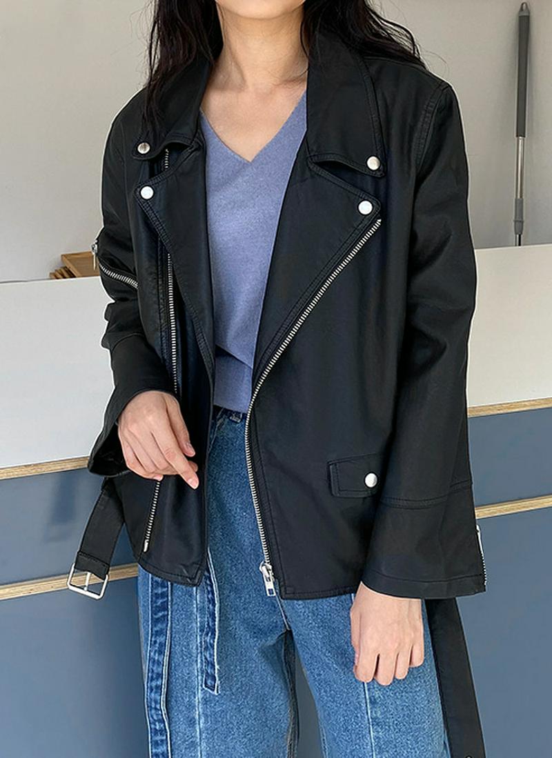 レザー調オーバーライダースジャケット