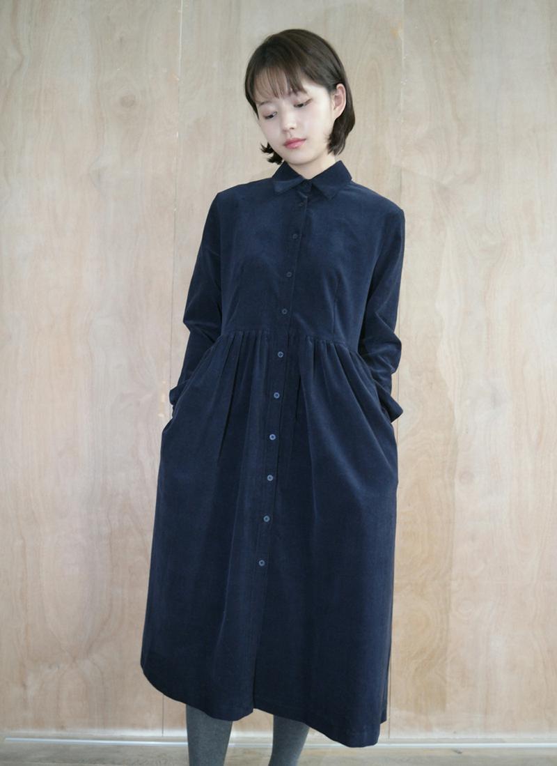 コーデュロイフレアシャツワンピース