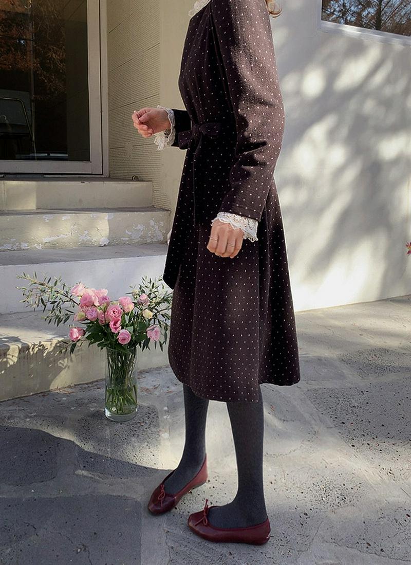 ウール混ミニドットワンピース