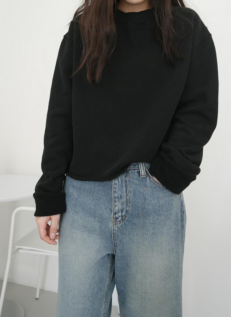 裏起毛カットヘムクロップドスウェット