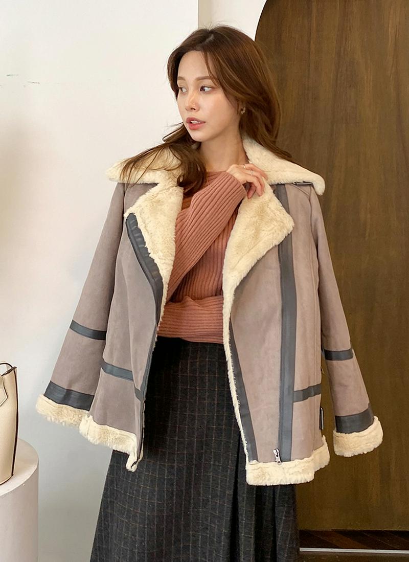 ムートン調ベルトジャケット・全3色