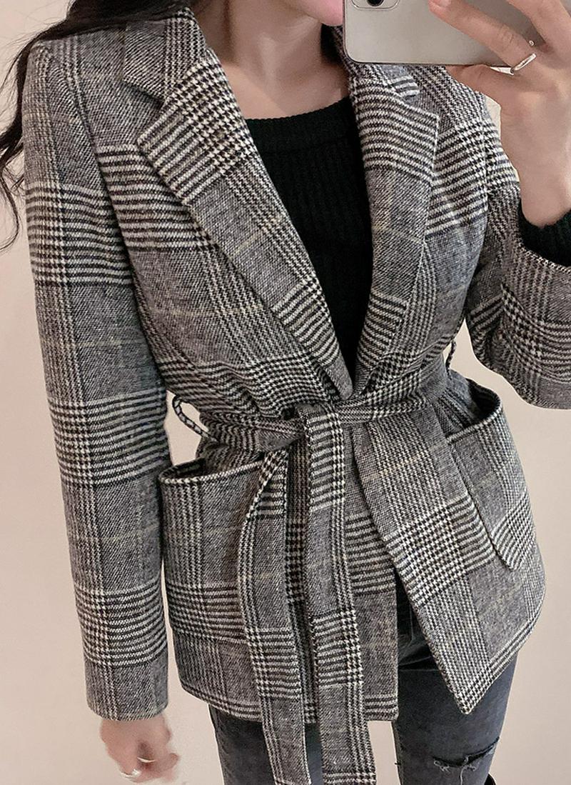 グレンチェックテーラードカラージャケット