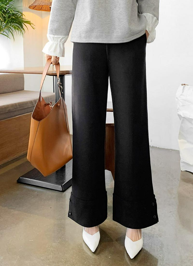 ボタンヘムワイドパンツ・全2色