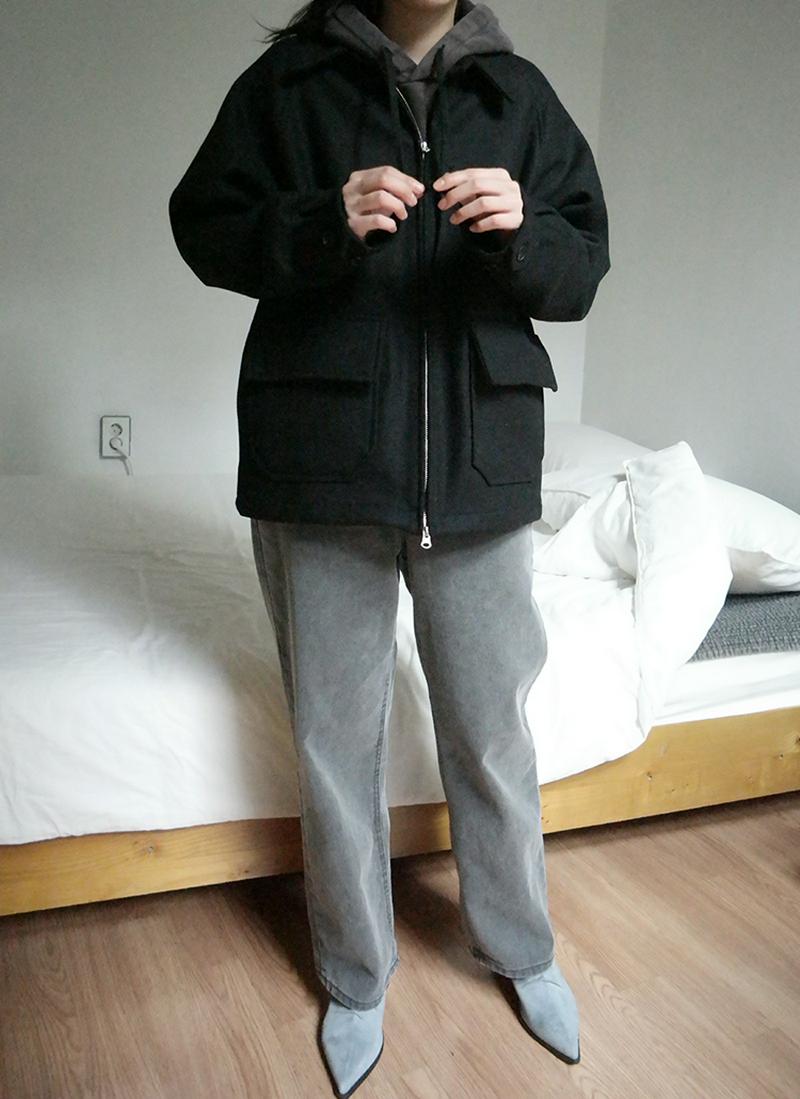 ウール混ジップアップジャケット