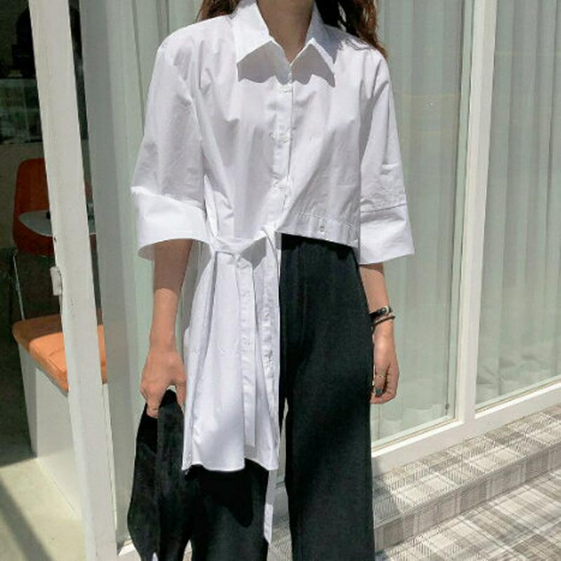 アシンメトリーシャツ T302 【monicaselect】Tシャツ　半袖　トップス