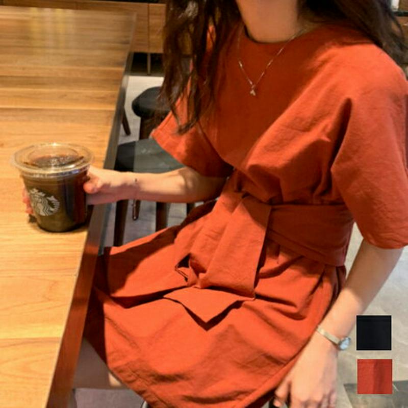 2カラーリボントップス T305 【monicaselect】Tシャツ　半袖　トップス
