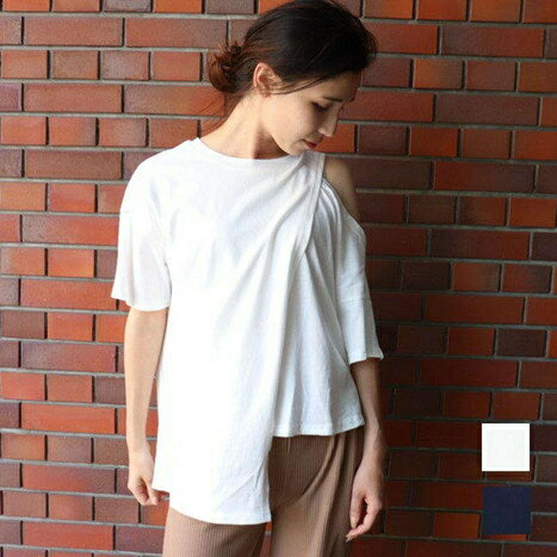 2カラーオープンショルダートップス T303 【monicaselect】Tシャツ　半袖　トップス