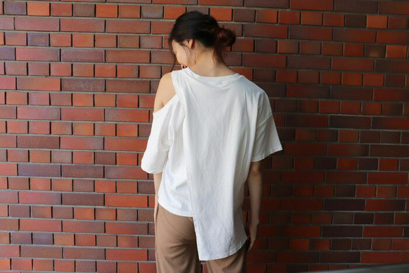 2カラーオープンショルダートップス T303 【monicaselect】Tシャツ　半袖　トップス