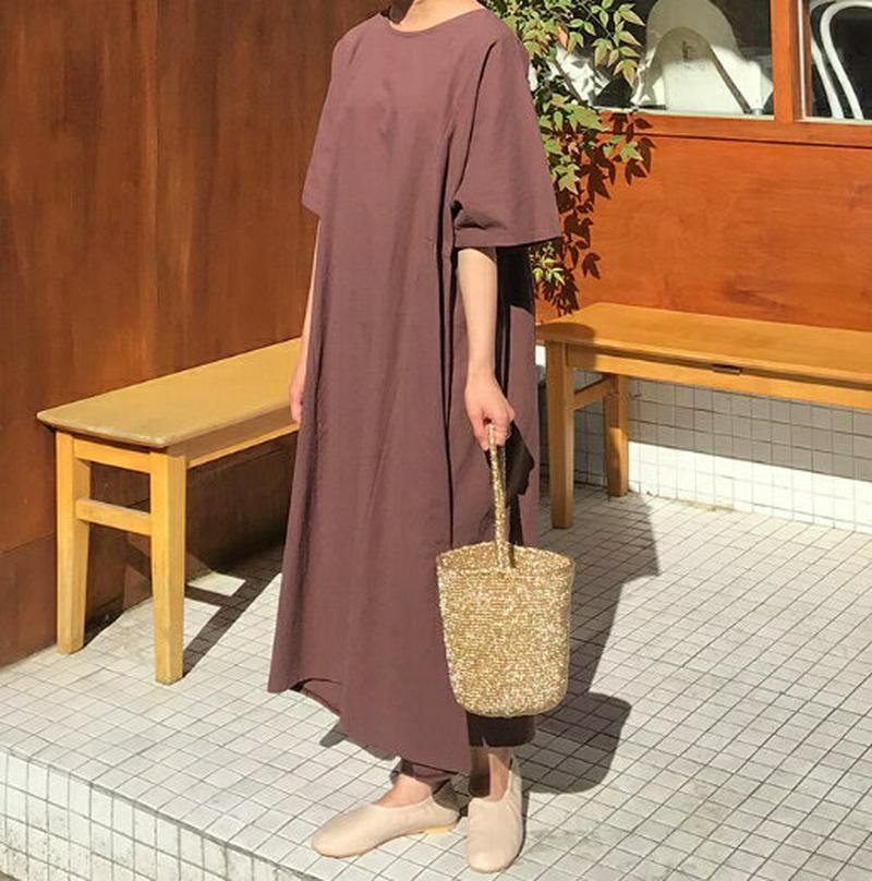 ブラウンワンピース D92 【monicaselect】モニカセレクト　レディースファッション　韓国ファッション　プチプラ　ワン
