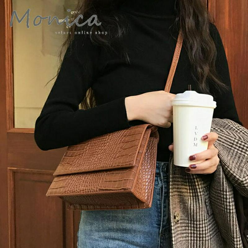 2カラークロコ型押しバッグ BG20 【monicaselect】　モニカセレクト　レディースファッション　韓国ファッション　プ