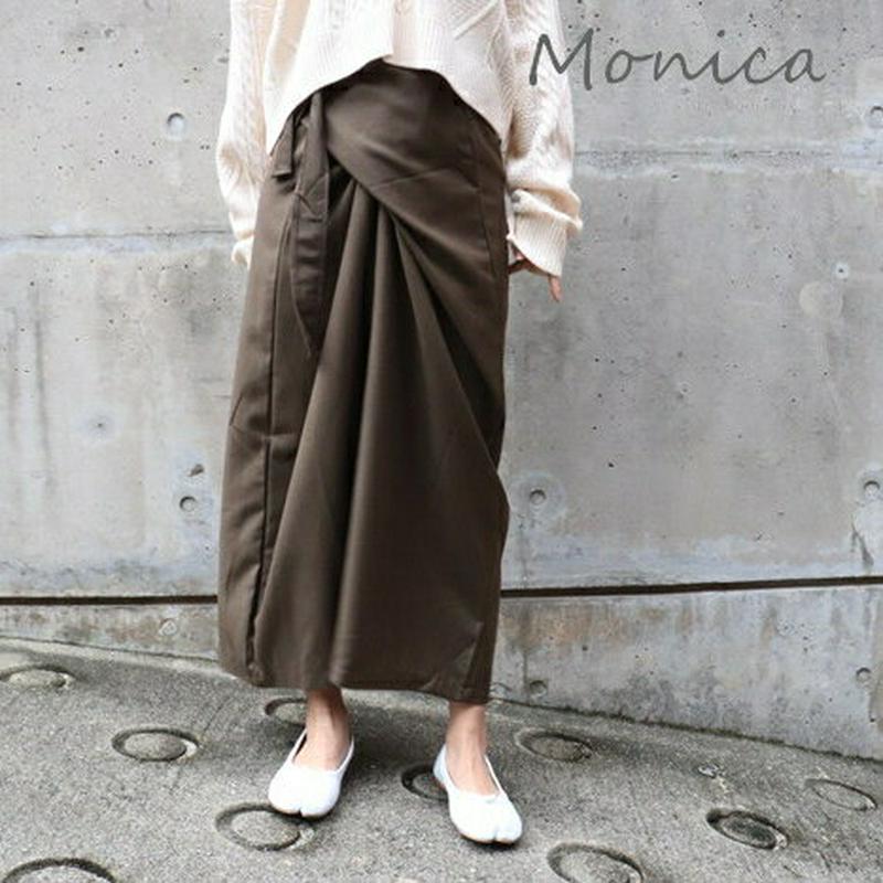 ブラウンラップスカートB99 【monicaselect】モニカセレクト　レディースファッション　韓国ファッション　プチプラ　　