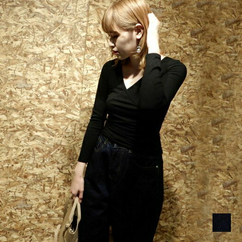 Vネックカシュクールトップス T264【monicaselect】カットソー　長袖　トップス