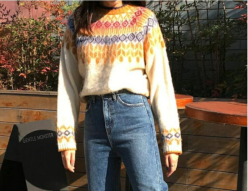 イエローノルディックニット 【monicaselect】 T119 monicaselect　モニカセレクト　レディースファッシ