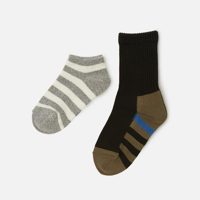 【あす楽】50％OFF【靴下屋】 キッズ 足底ボーダーデザインソックス+ブークレボーダースニーカー用ソックス 19〜21cm /