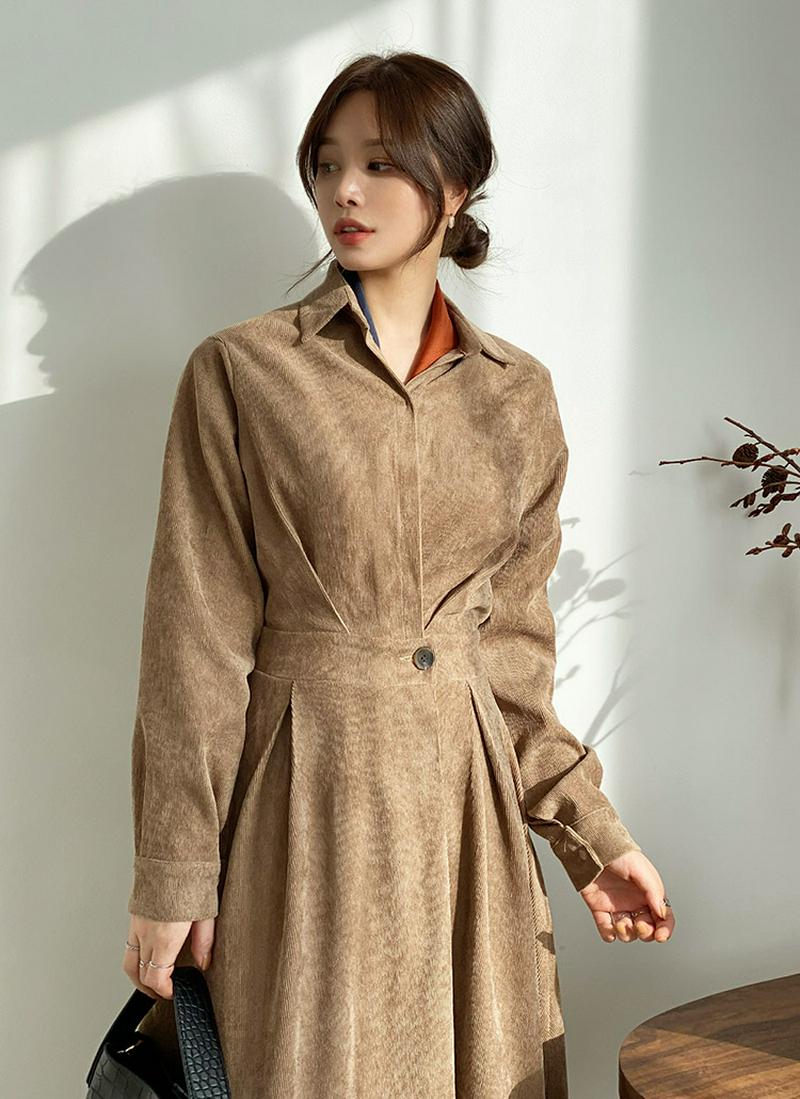 カラーコーデュロイワンピース・全2色