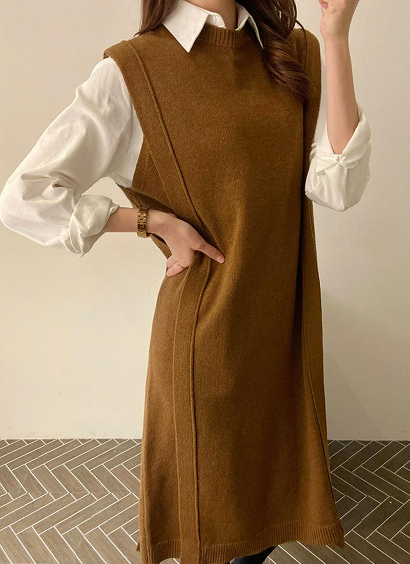 ウール混ベストワンピース