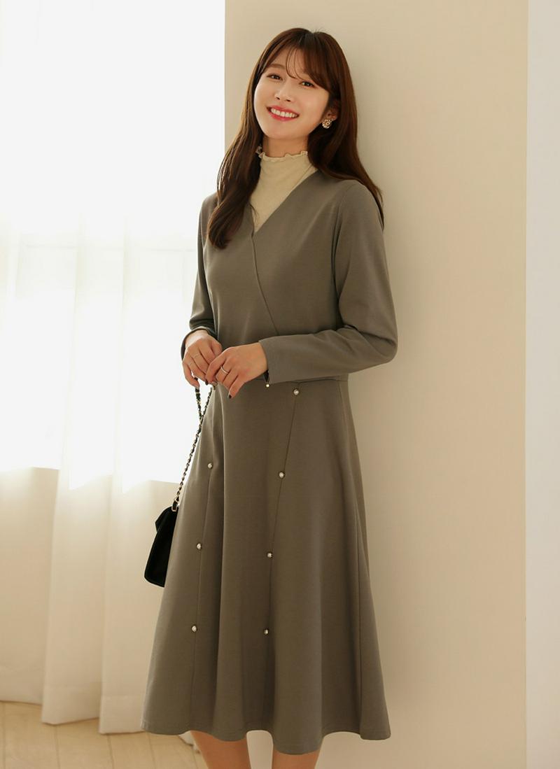 パール風ポイントフレアワンピース