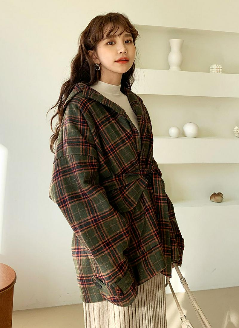 ストラップ付チェックシャツジャケット・全色