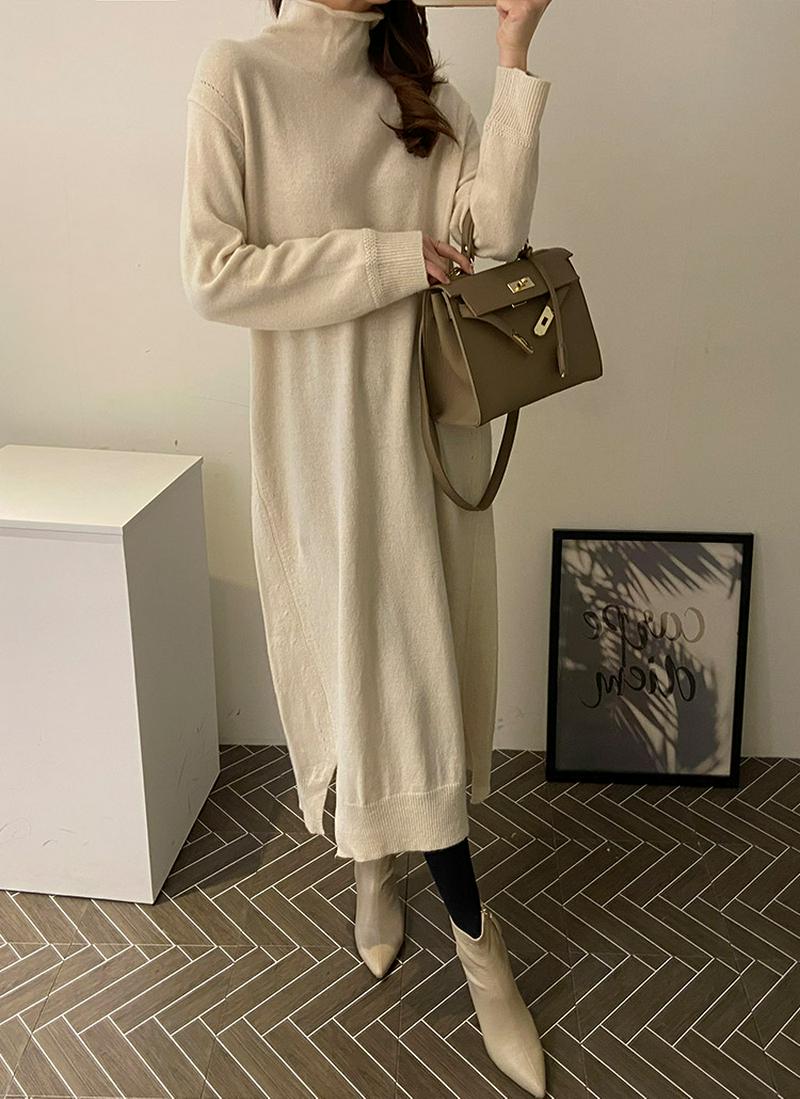 ウールカシミヤ混ニットワンピース