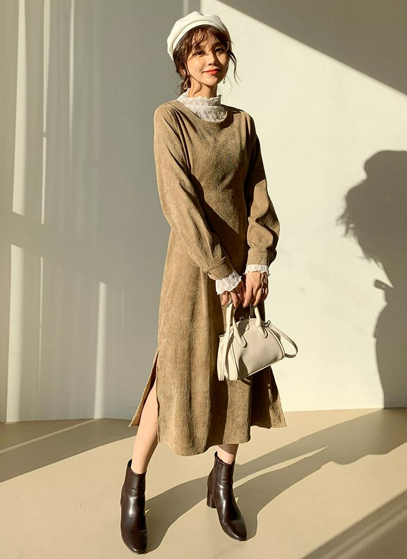 コーデュロイリボンワンピース・全3色