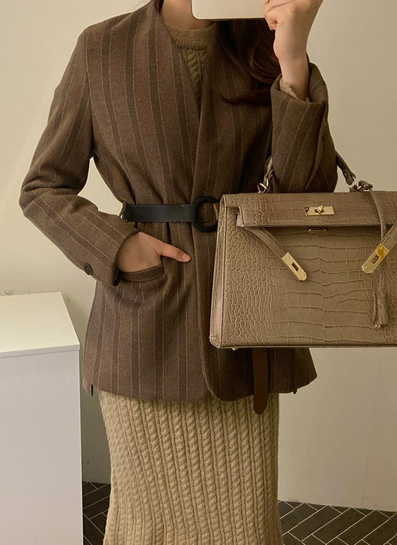 ベルトSETノーカラーストライプジャケット