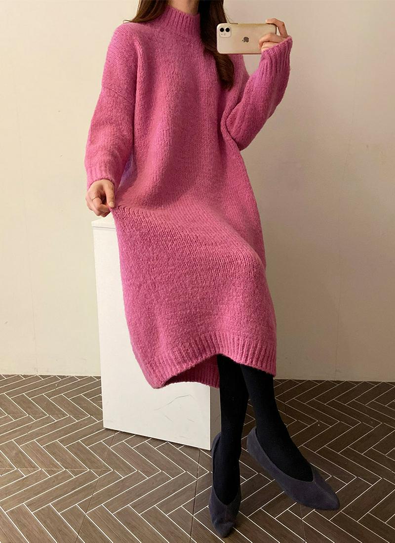 ウール混ニットワンピース