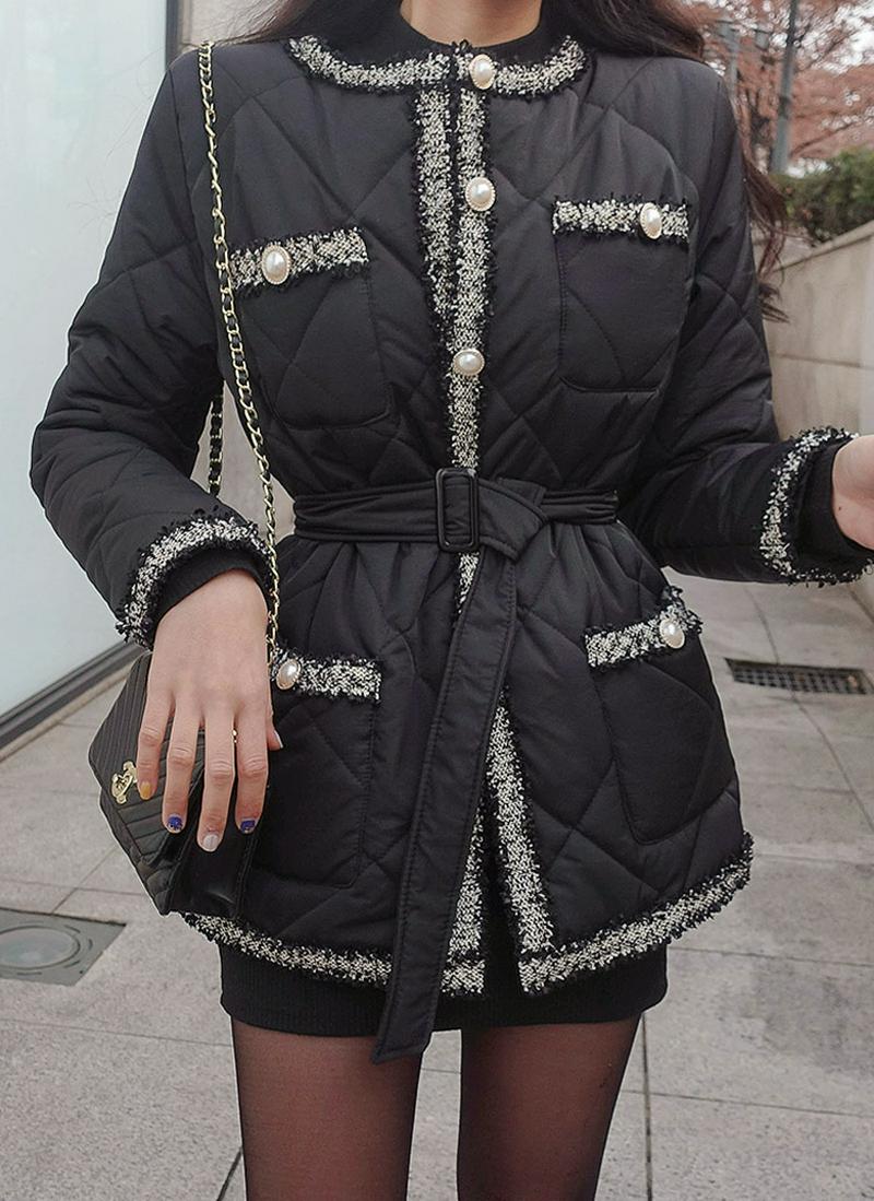 ツイードポイント中綿ジャケット