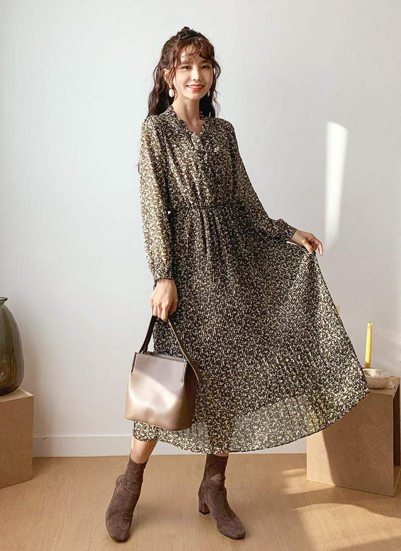 リボン小花柄ワンピース・全2色