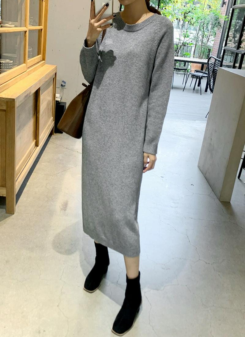 ソフトウール混ニットワンピース