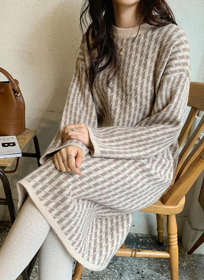 パターンニットワンピース・全2色