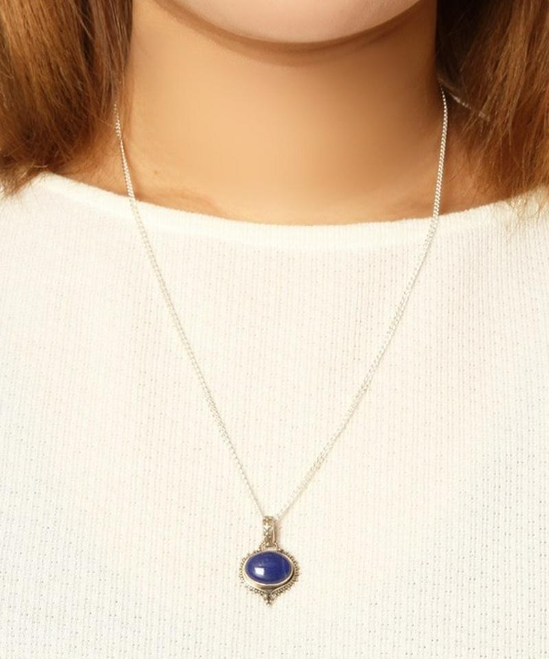 【フランス買付】ラピスラズリ横長ネックレス