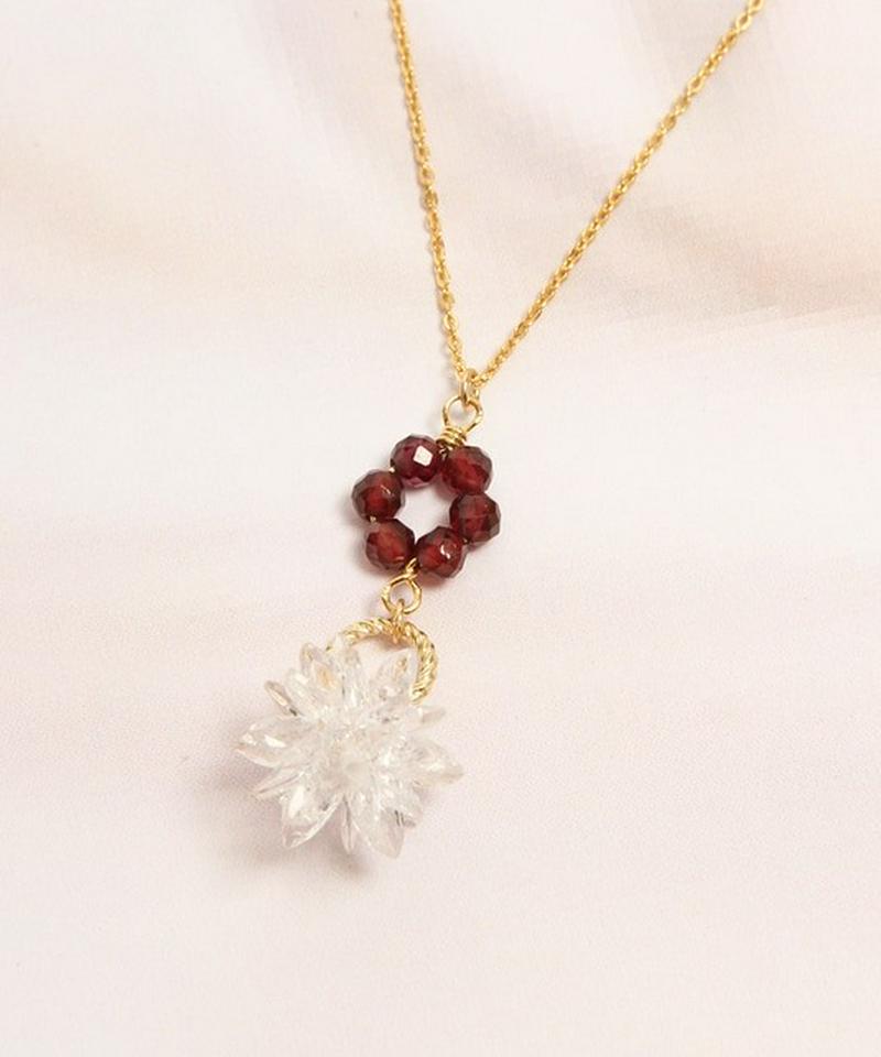 【1月誕生石】6粒ガーネット×結晶ネックレス