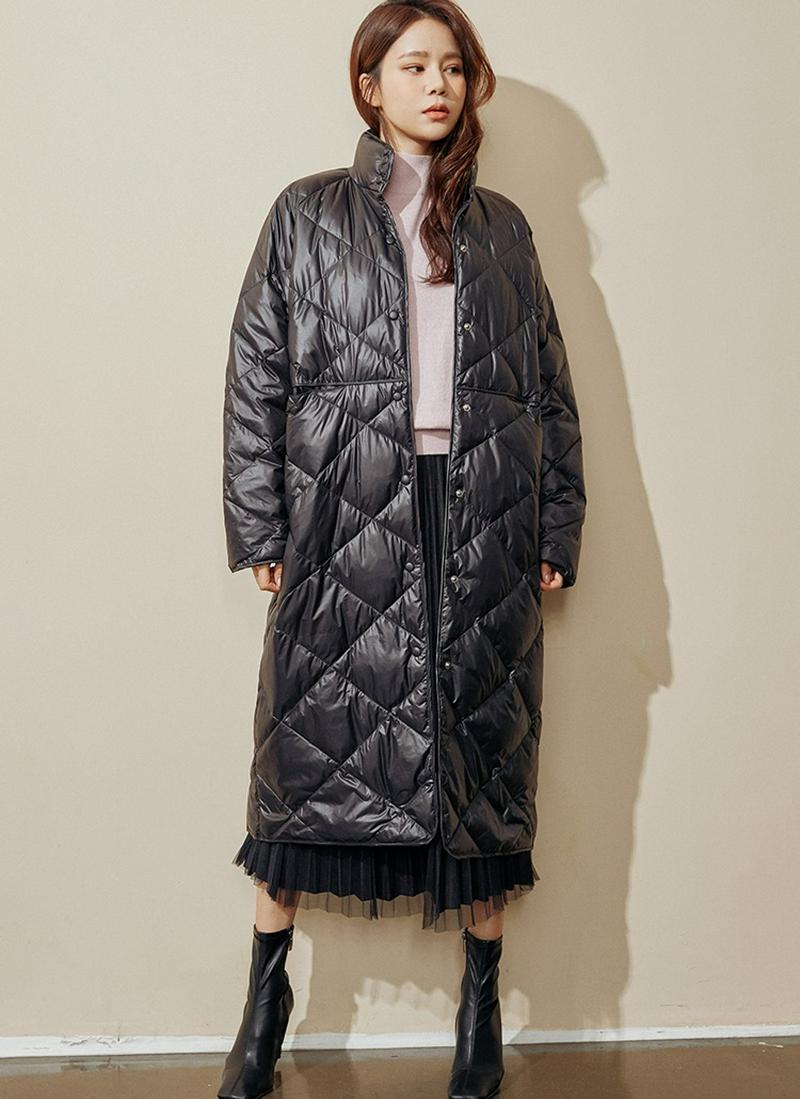 キルティングロングダウンジャケット