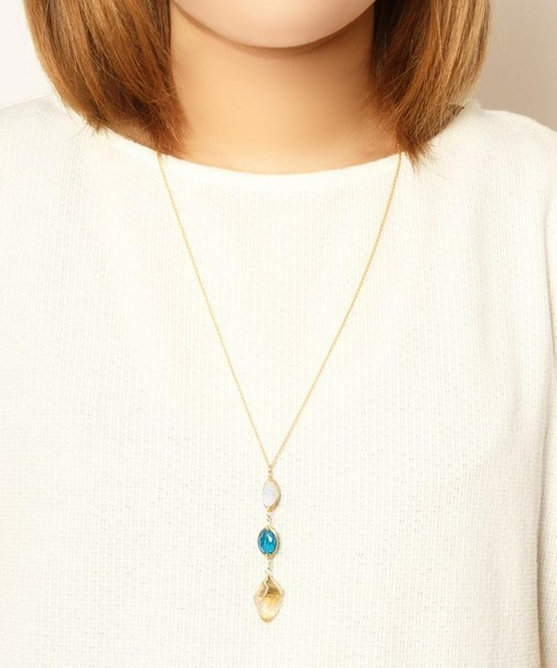 K14GF 3石つらねシトリンラフロックネックレス