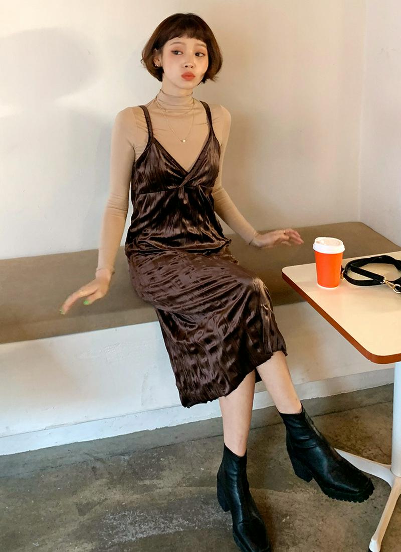 ベロアリンクルキャミワンピース・全2色