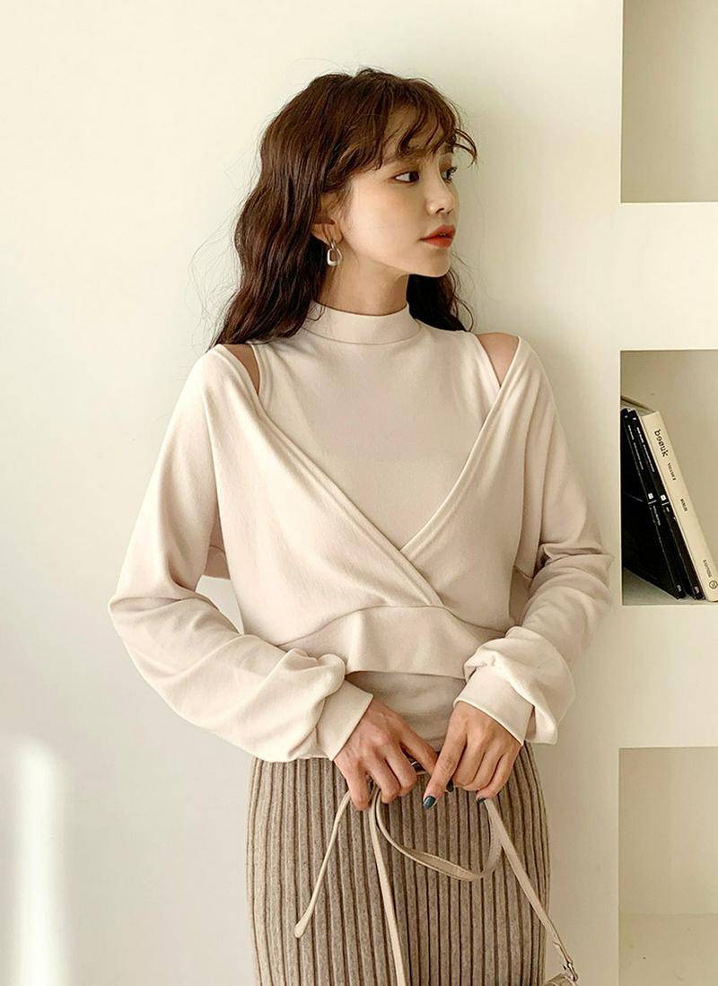 レイヤードカシュクールTシャツ・全3色