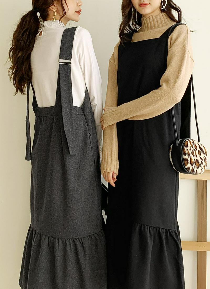 ラッフルスリーブレスワンピース・全2色