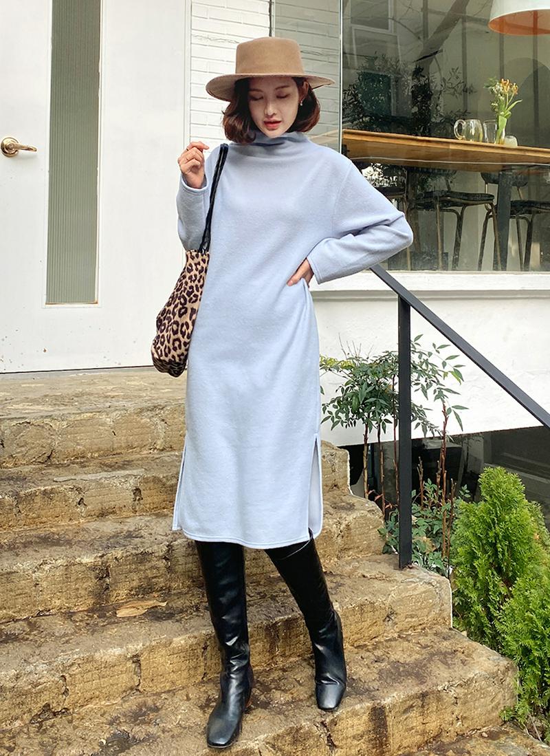 モックネックニットワンピース・全4色