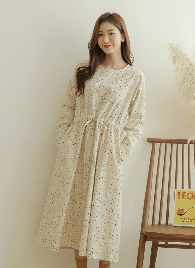 ドロスト起毛ドットワンピース