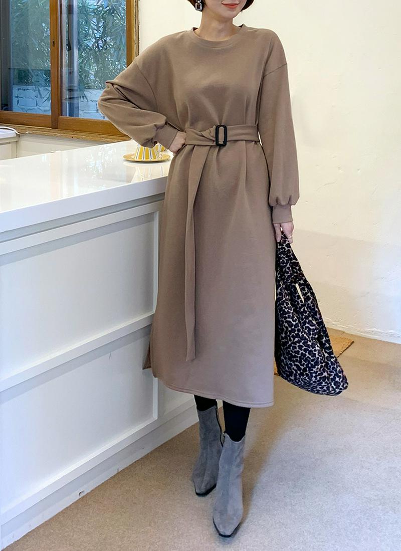 裏起毛ベルト付ワンピース・全3色