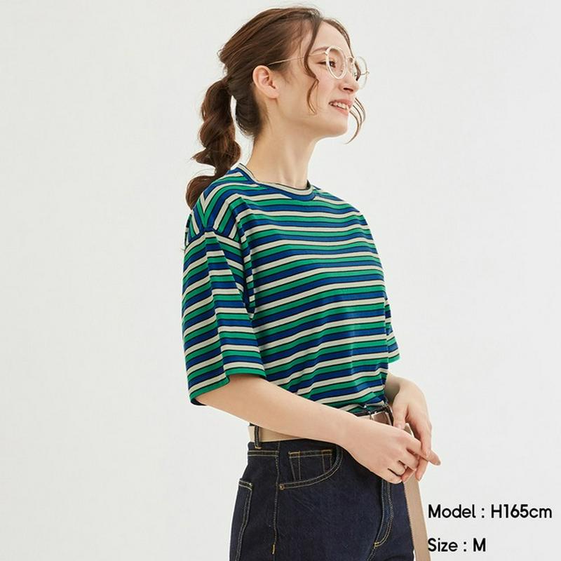 マルチボーダークロップドT(5分袖)+EC