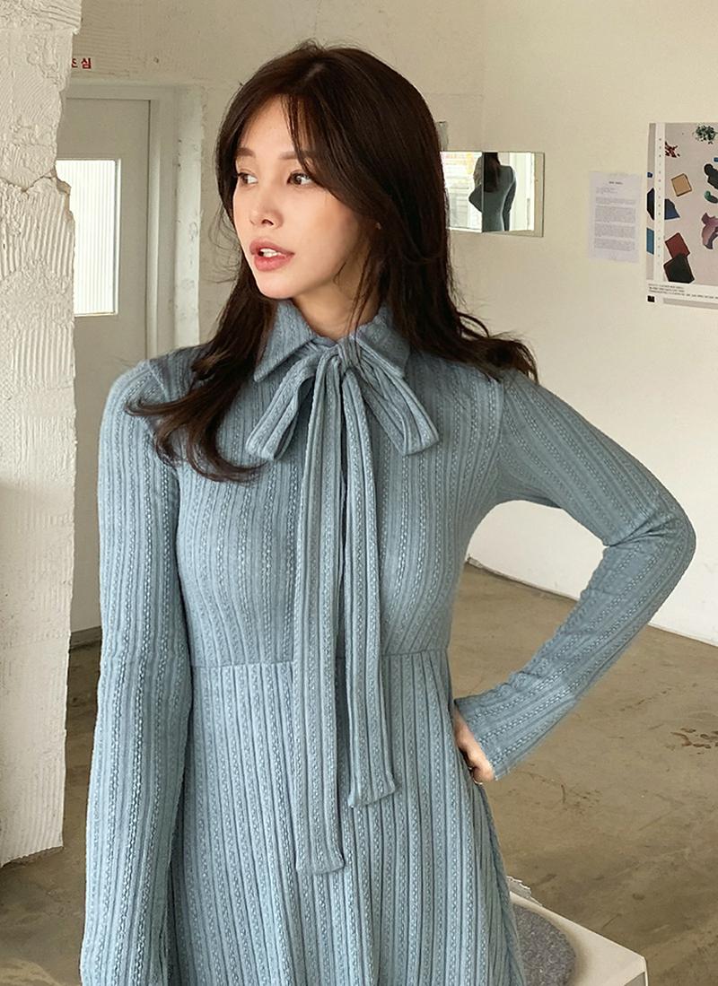 ストラップ付ニットワンピース・全3色