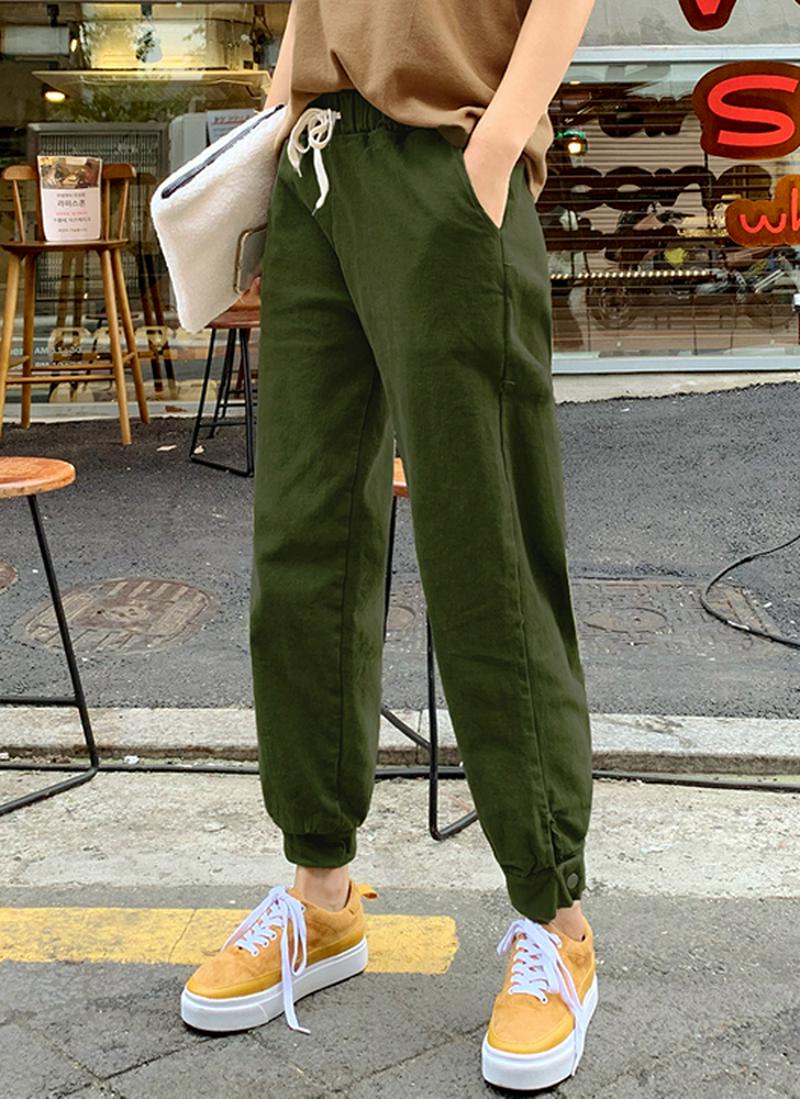 ストラップヘムテーパードパンツ